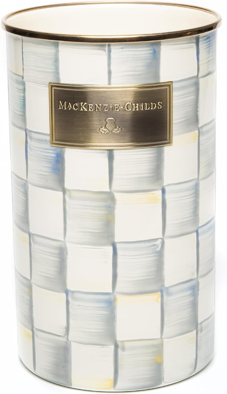 MACKENZIE-CHILDS Enamel Utensil Holder, Gray-and-White Sterling Check | Amazon (US)