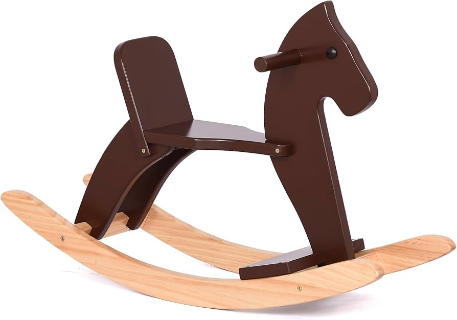 Kids Wooden Rocking Horse, Toddlers Ride-On Toy w/Safety Foot Pedal | Amazon (US)