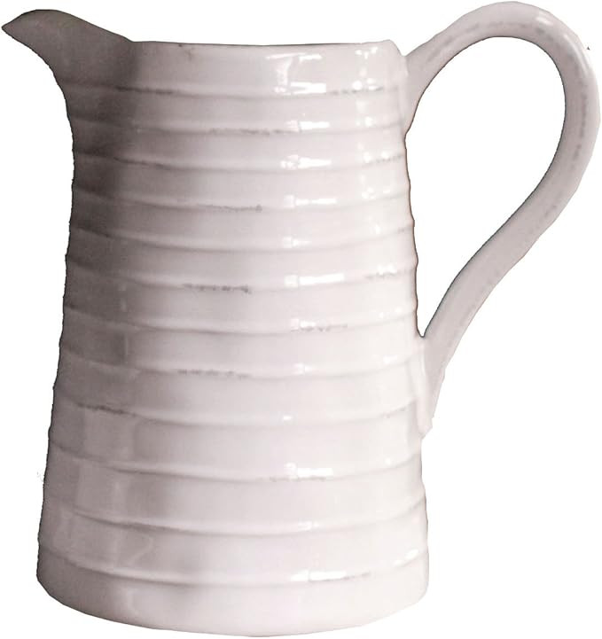 Creative Co-Op DA3081 White Ceramic Pitcher,84 Ounce | Amazon (US)