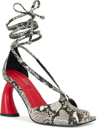 AZALEA WANG Buiky Snakeskin Embossed Ankle Wrap Pump (Women) | Nordstromrack | Nordstrom Rack