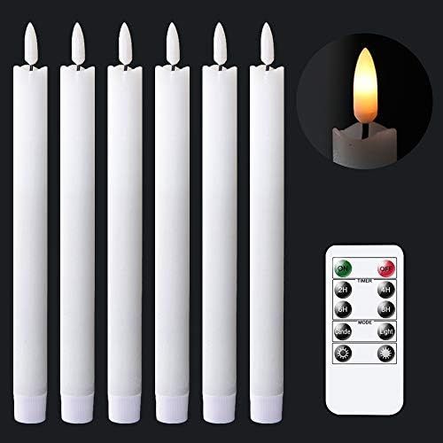 GenSwin Flameless White Taper Candles Flickering with 10-Key Remote, Battery Operated Led Warm 3D... | Amazon (US)