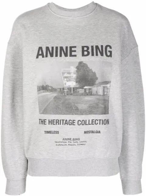 ANINE BING logo-print cotton-blend Sweatshirt  - Farfetch | Farfetch Global