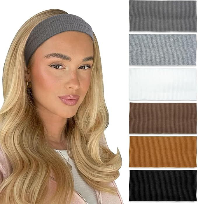 Headbands for Women Non Slip 6Pcs Thick Headbands Fashion Wide Headband Elastic Hairbands for Wom... | Amazon (US)