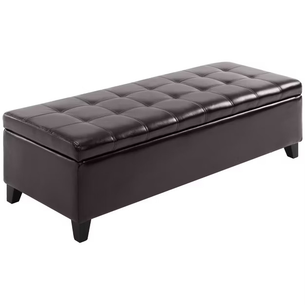 HOMCOM Large 51" Tufted Faux Leather Ottoman Storage Bench for Living Room, Entryway, or Bedroom | Target