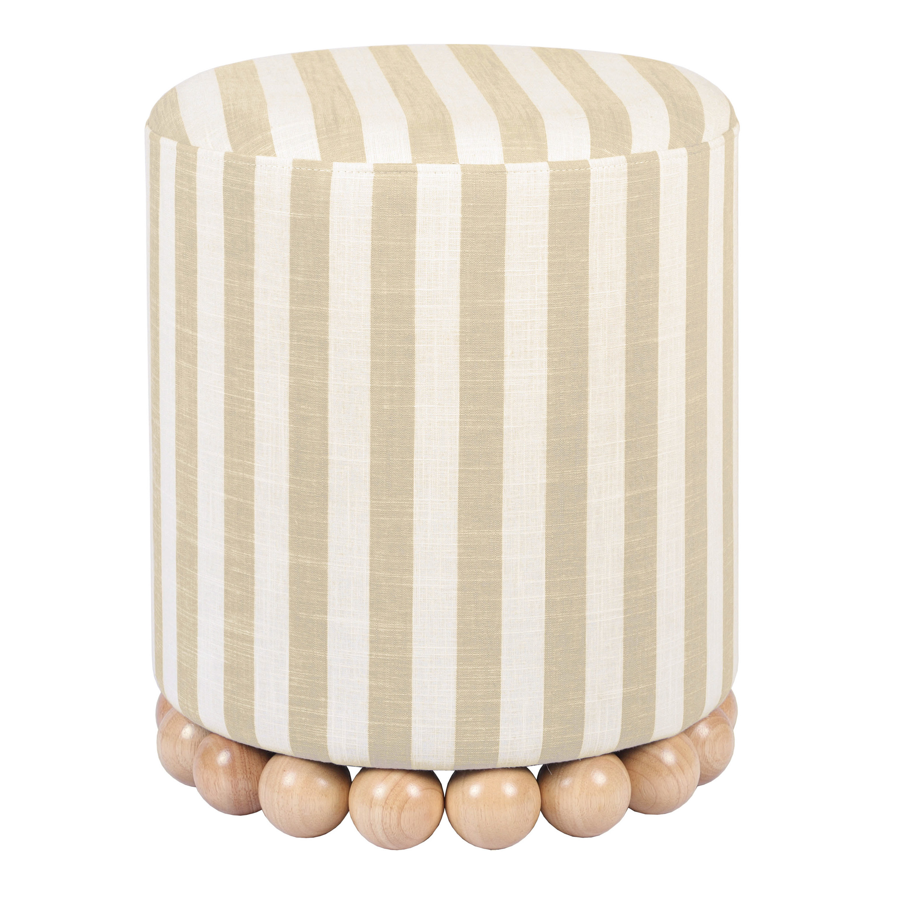 Collins Round Linen Striped Upholstered Stool | World Market