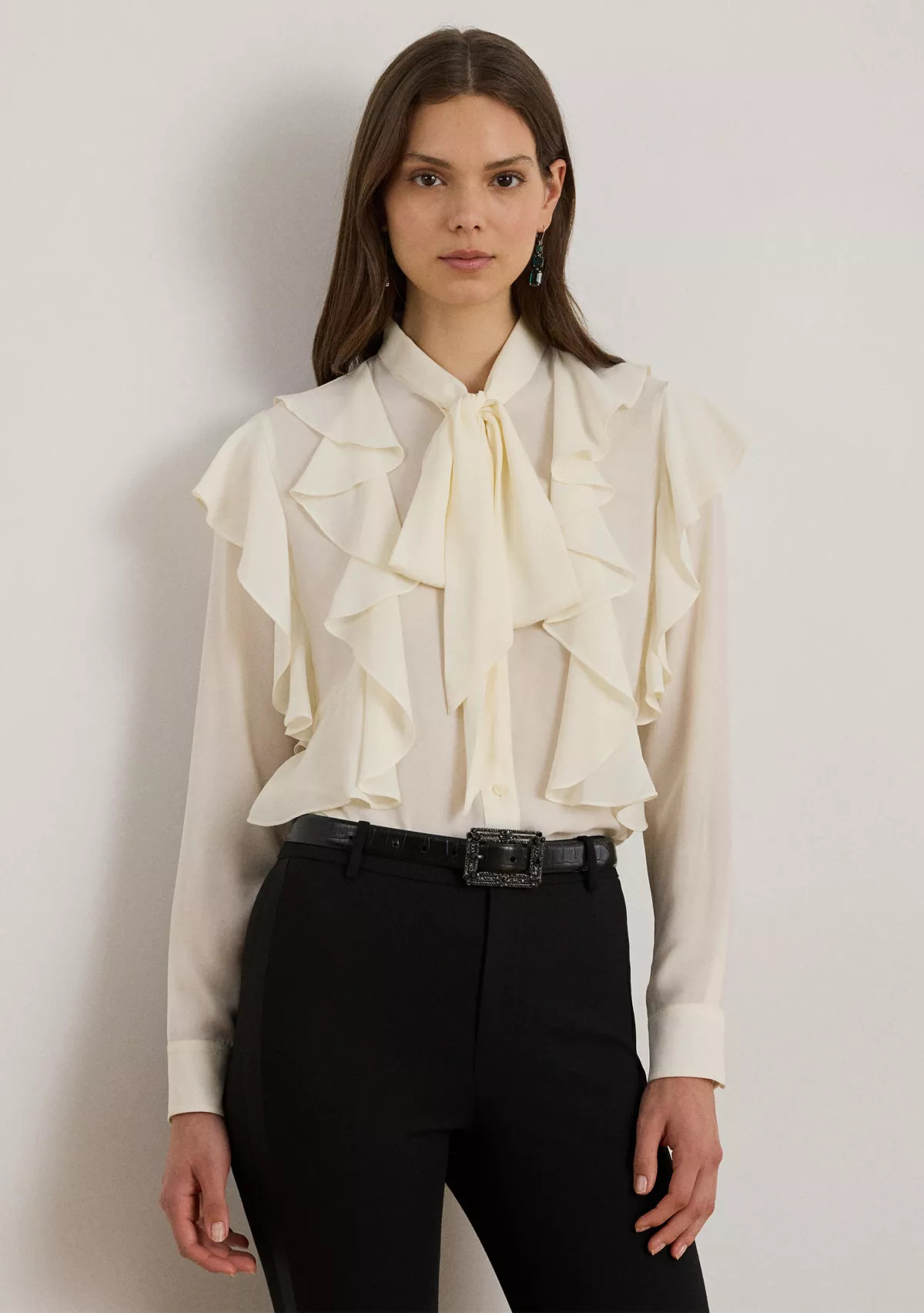 Lauren Ralph LaurenWomen's Ruffle-Trim Georgette Tie-Neck Blouse | Belk