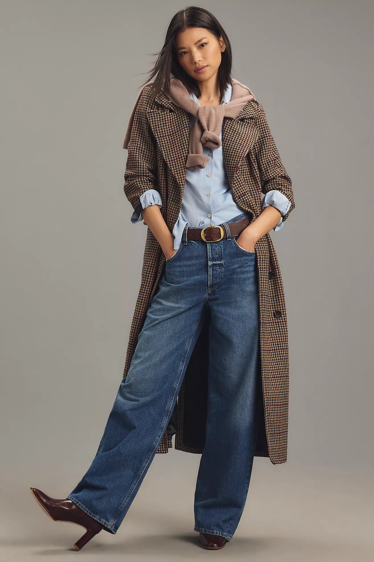 Avec Les Filles Plaid Strong Shoulder Long Coat | Anthropologie (US)