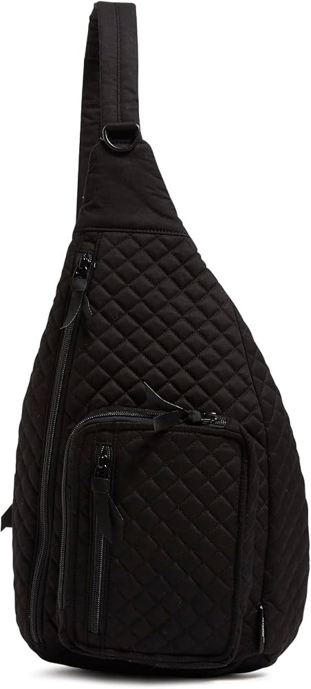 Vera Bradley Women's Cotton Sling Backpack, Black - Recycled Cotton, One Size | Amazon (US)