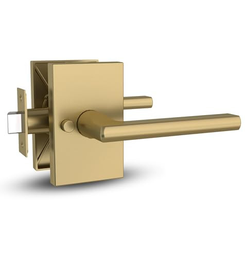 Mega Handles Glamor Privacy, Lever & Lock Door Handle Set for Hallway, Closet and Bathroom, Keyless Lock, Heavy Duty Door Levers, Fits All Standard Door Sizes, Screws Included - Satin Brass (1 Pack) | Amazon (US)