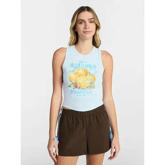 No Boundaries Cotton Ribbed Graphic Tank Top, Women's XXS-XXL | Walmart (US)