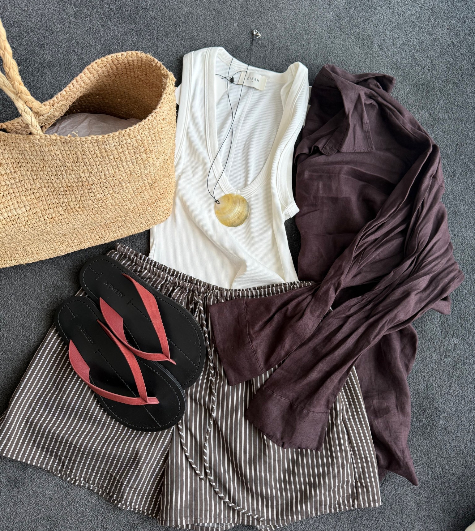 Easy summer holiday outfits 🌺☀️ 
Tank: DISSH, size M (size up)
Shirt: H&M 
Shorts: DISSH
Sandals: A Emery
Bag: Massimo Dutti 
Necklace: Nuri Studios 

#LTKaustralia #LTKsummer