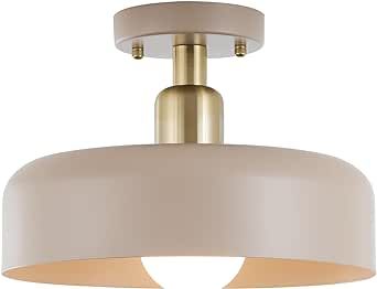 BISAMIYA Contemporary Semi Flush Mount Ceiling Light Fixture, Brass Accent Ceiling Light with 12.... | Amazon (US)