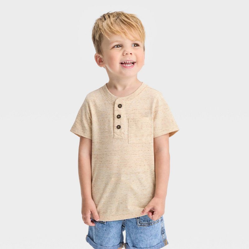Toddler Boys' Henley Short Sleeve T-Shirt - Cat & Jack™ Cream | Target