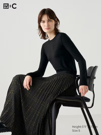 HEATTECH Extra Warm Cashmere Blend Crew Neck T-Shirt | UNIQLO (UK)