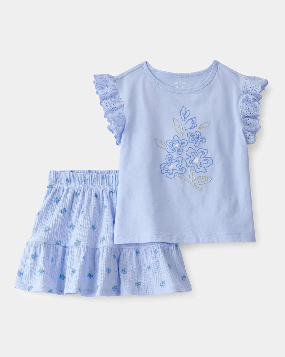 Toddler Girl 2-Piece Floral Top & Skort Set - Blue | Carter's Inc