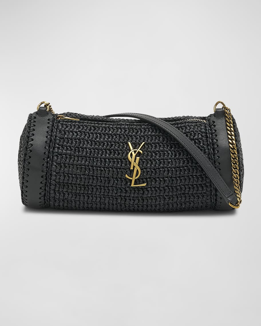 Saint Laurent Cassandre Small YSL Tube Shoulder Bag in Raffia | Neiman Marcus