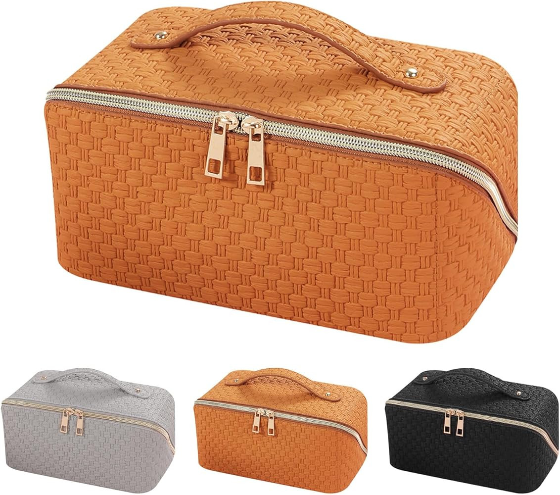 GOLDORANGE Cosmetic Bag Upgrade Travel Makeup Bag Large Capacity with Compartment Waterproof PU L... | Amazon (US)