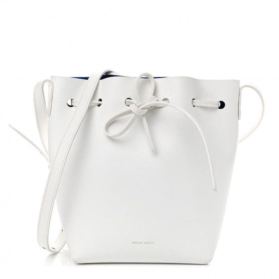 MANSUR GAVRIEL Saffiano Mini Bucket Bag White Royal | Fashionphile