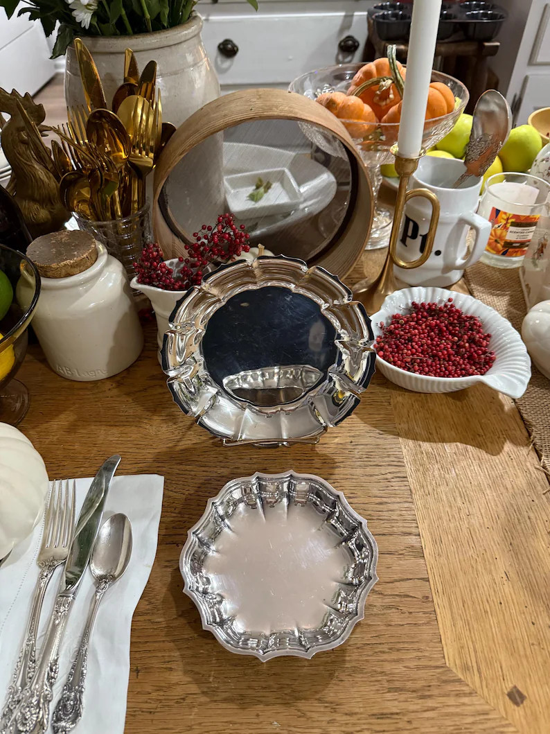 Lot of 2, Vintage Silverplate Round Dishes. - Etsy | Etsy (US)