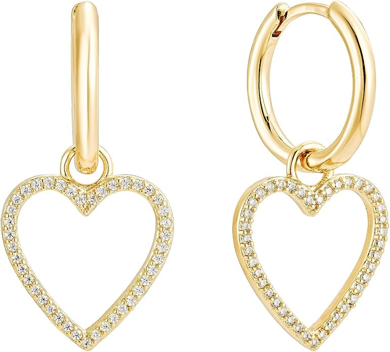 Heart Huggies Earrings - Gold Huggie Hoop Earrings - Dainty Heart Earrings, Huggie Earrings - Gol... | Amazon (US)