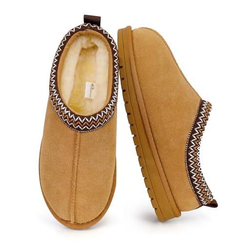 EVELLYHOOTD Slipper for Women Men Suede Braided Flat Mini Boots with Fluffy Fur Lining Short Ankle Boots for Autumn Winter Warm Casual Comfort Shoes,Chestnut | Amazon (US)