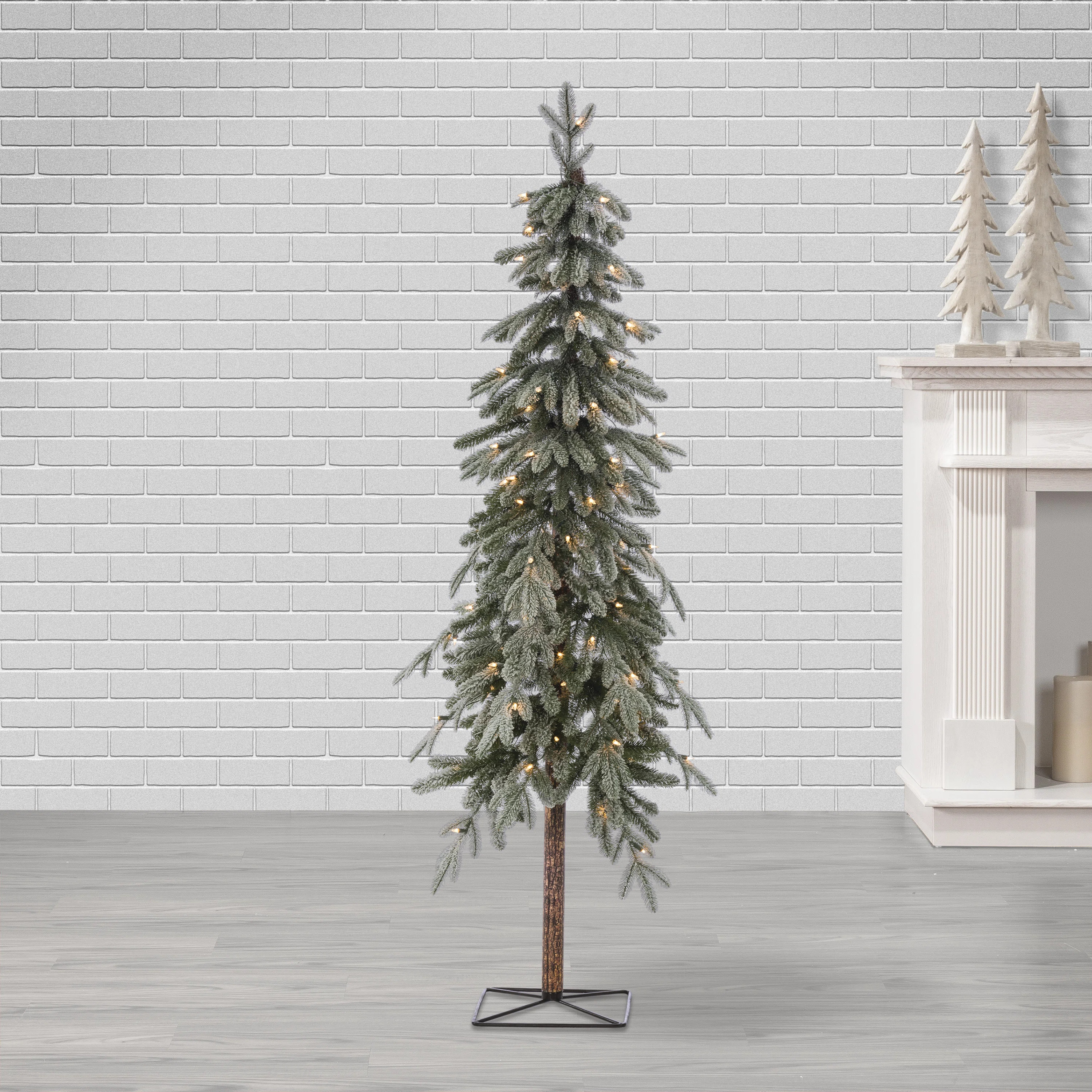 Pre Lit Natural Cut Flocked Alpine Tree | Wayfair North America