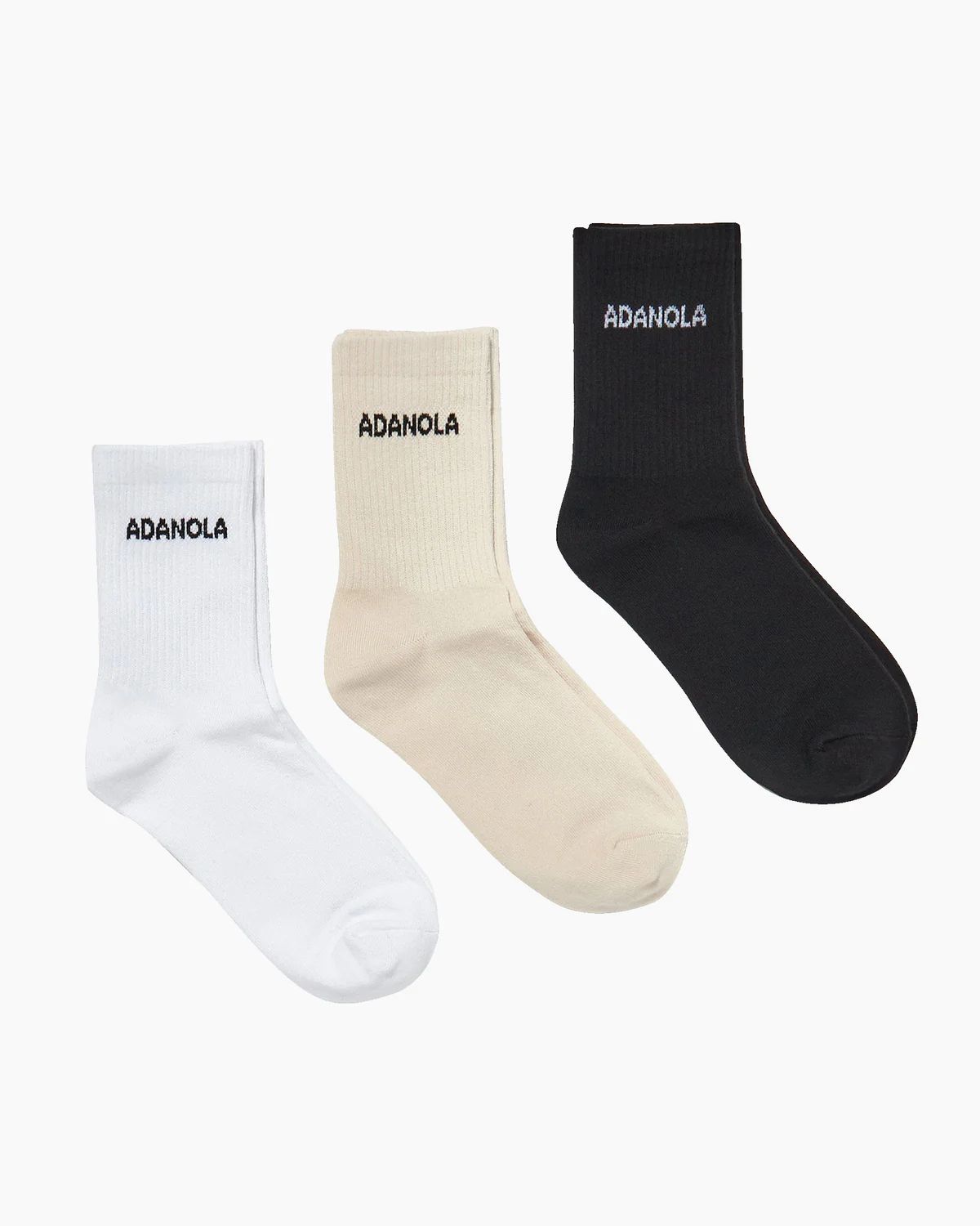 3 Pack Socks - White, Cream, Black | Adanola UK