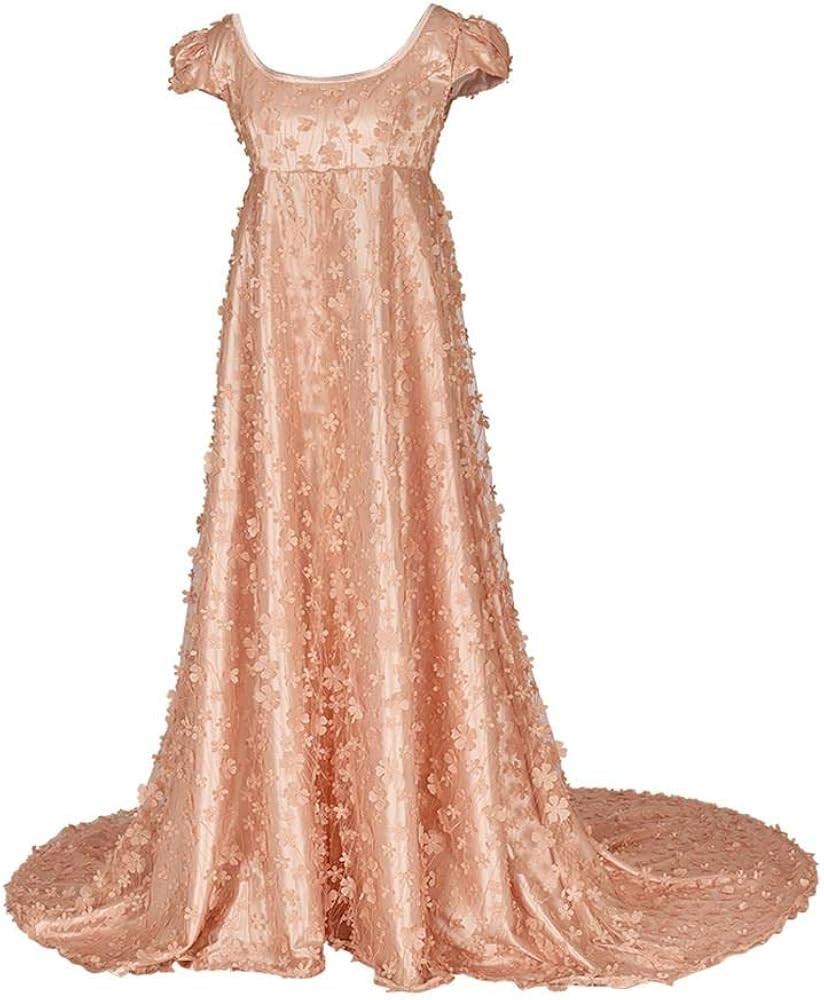 MyheroCos Daphne Regency Women's Blue Lace Dress | Amazon (US)