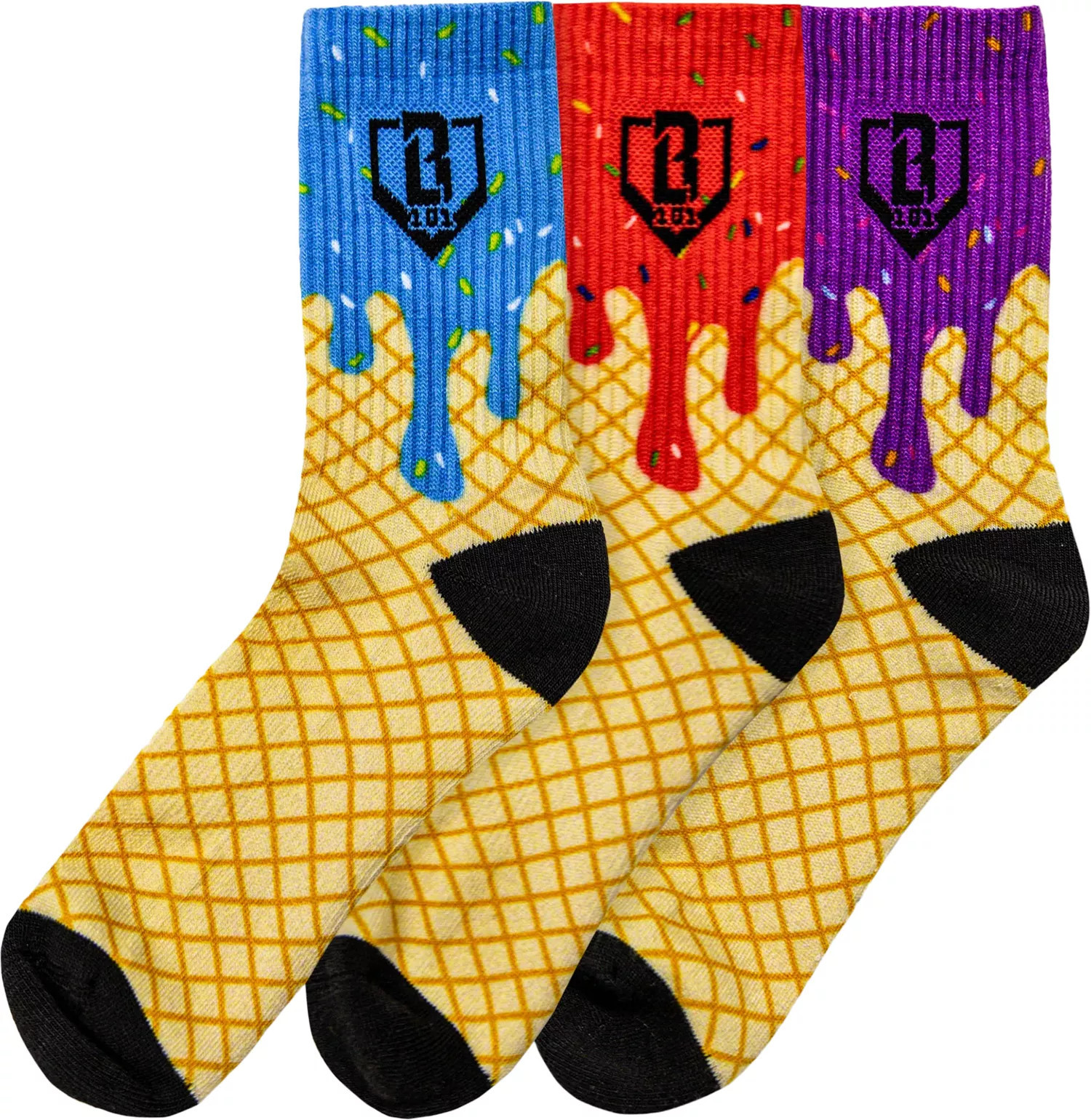 Baseball Lifestyle 101 Ice Cream Socks - 3 Pack, Men's, Medium, Cherry/Blue/Purple | DICK'S Sporting Goods