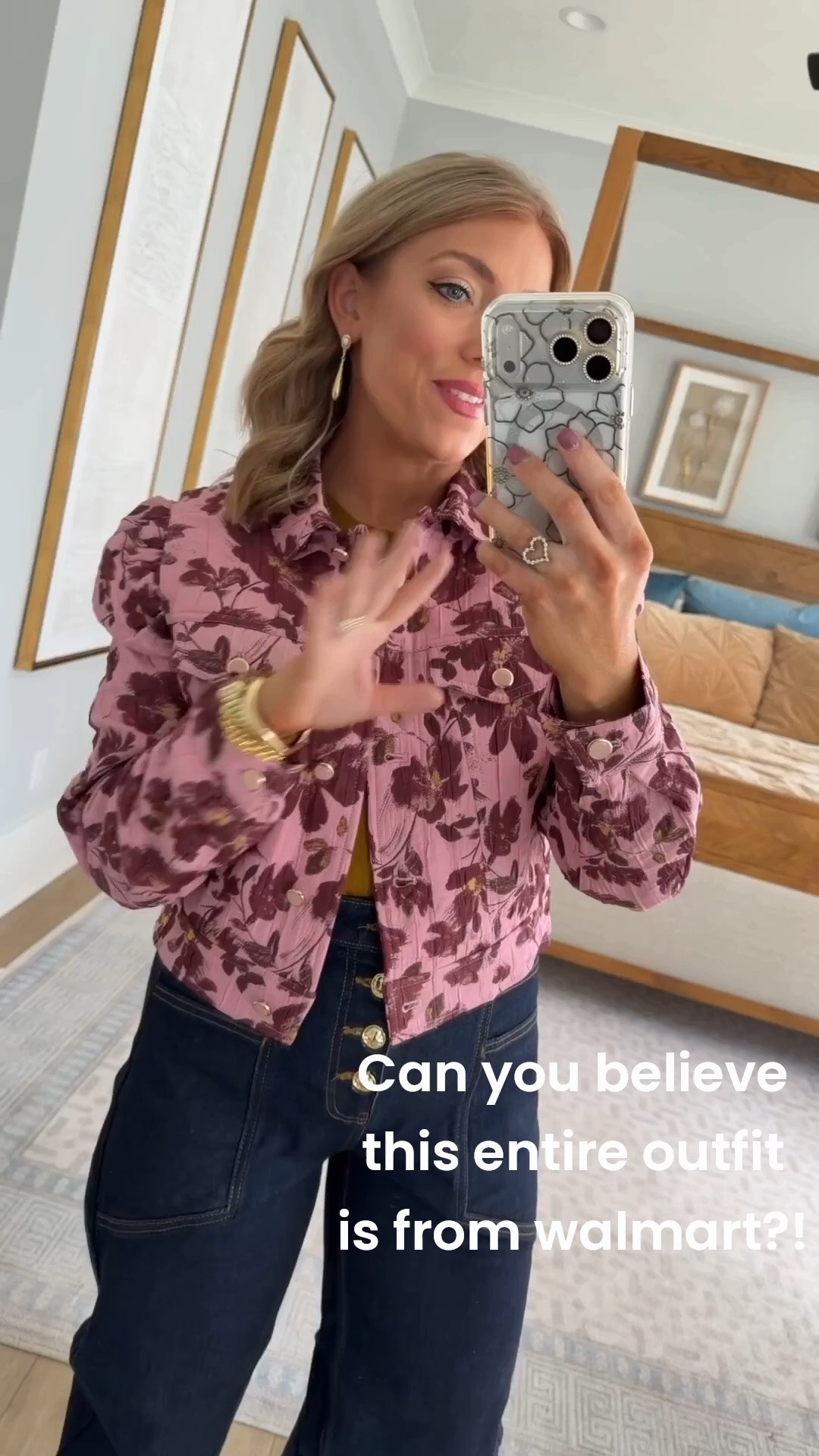 Okayyy Walmart!! 😍 This floral jacket might be one of my favorite new Walmart fashion finds! The puff sleeves, cropped fit and gorgeous pink + burgundy floral print make it look SO much more expensive. Paired it with these dark wash wide-leg jeans and brown flats for the prettiest fall outfit! I love finding affordable Walmart pieces that have that elevated, designer-inspired look. 🍂🤎

#WalmartFashion #WalmartFinds #WalmartNewArrivals #WalmartStyle #FallFashion #FallOutfits #AffordableFashion #WalmartOutfit #FallJacket #WideLegJeans #FallStyle #AffordableStyle #WomensFashion #FallOutfitIdeas

#LTKootd #LTKPetite