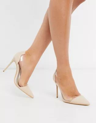 Truffle Collection clear stiletto heeled shoes in beige | ASOS | ASOS (Global)