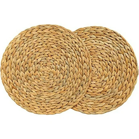 Flcivsh 2 Pack Round Water Hyacinth Placemat Quality Woven Wicker Table Place Mats 38cm | Walmart (US)
