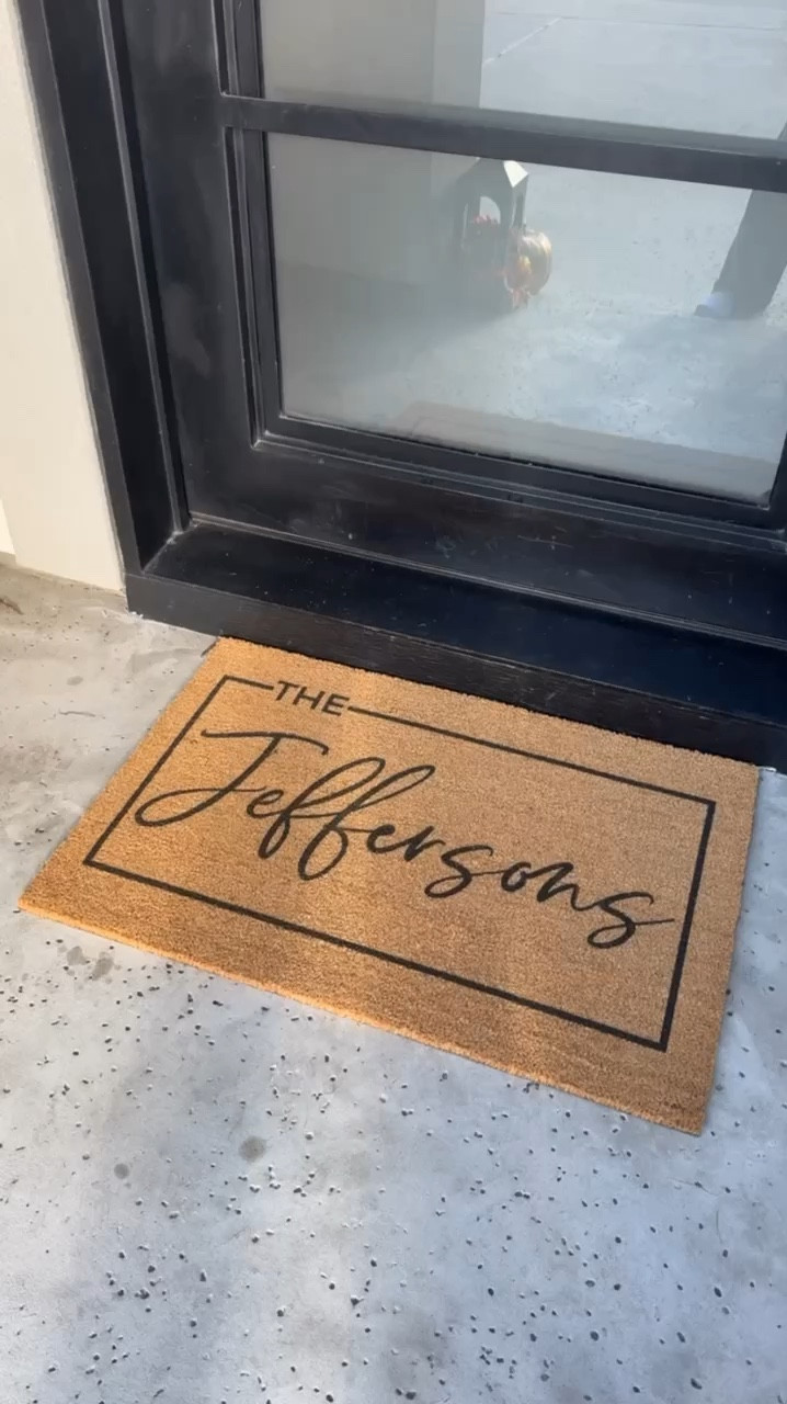 Custom doormat! Recently purchased a new one since our door will be the focal point for outdoor holiday decor! 

#LTKFindsUnder100 #LTKHome #LTKFamily