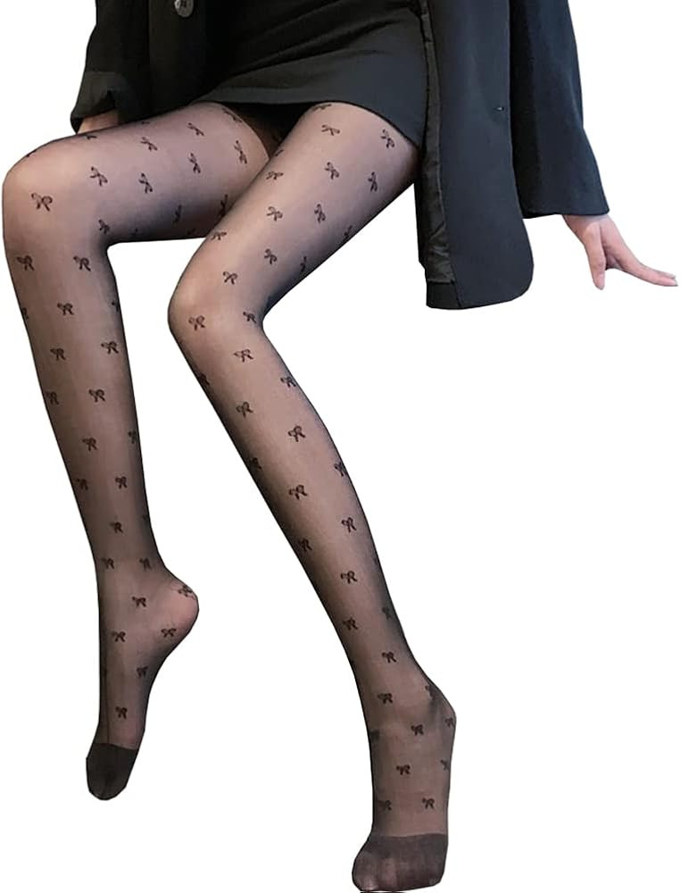 JIHUOO 2 Pcs Patterned Tights Sexy High Waist Tights Bow Print Pantyhose Leggings Mesh Stockings ... | Amazon (UK)