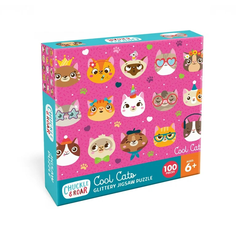 Chuckle & Roar 100-Piece Cool Cats Glittery Interlocking Jigsaw Puzzle for Children Ages 6+ | Walmart (US)