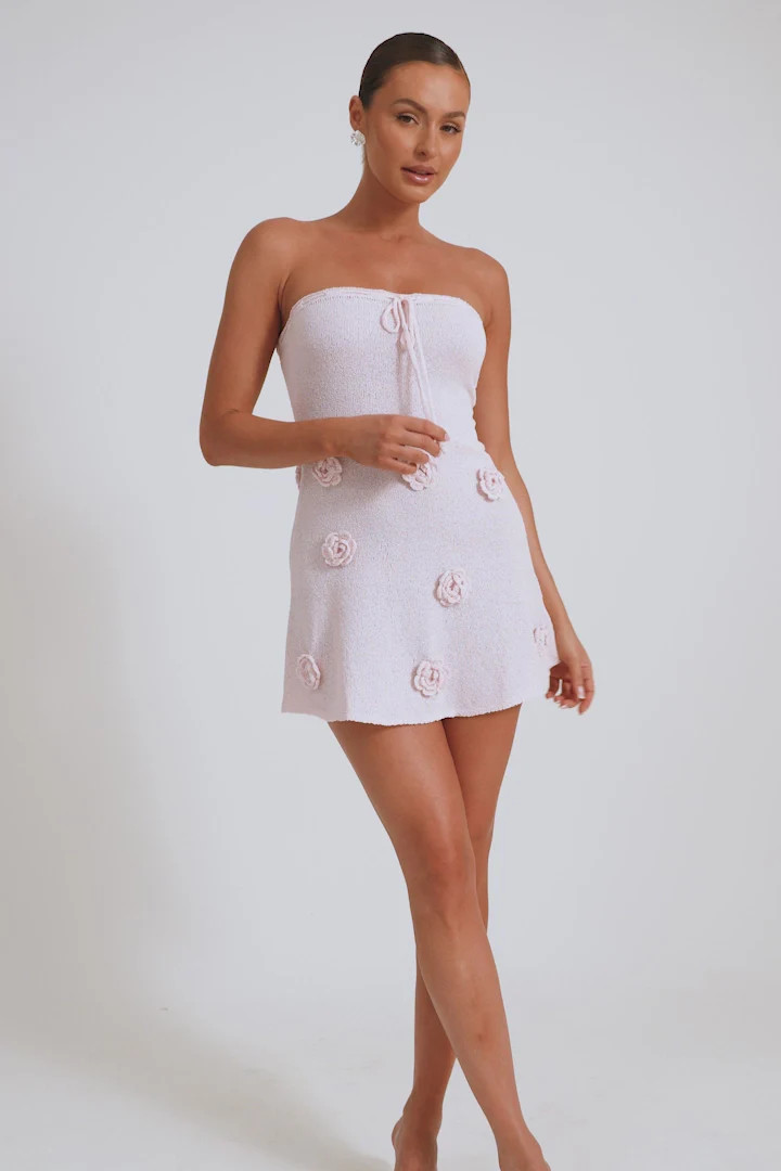 Connelly Strapless Knit Mini Dress - Fairy Floss Pink | MESHKI US
