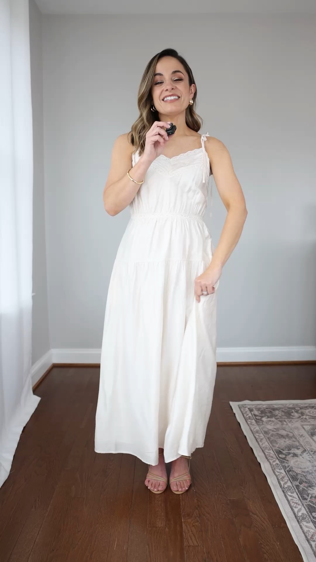 Budget-friendly summer outfits from Walmart! #walmartpartner

Ivory dress: xs - runs large, size down if you can 
Striped dress: xs - true to size (has an open back you can only wear with an adhesive bra) 
Striped skirt: xs - true to size 
White t-shirt: xs - true to size