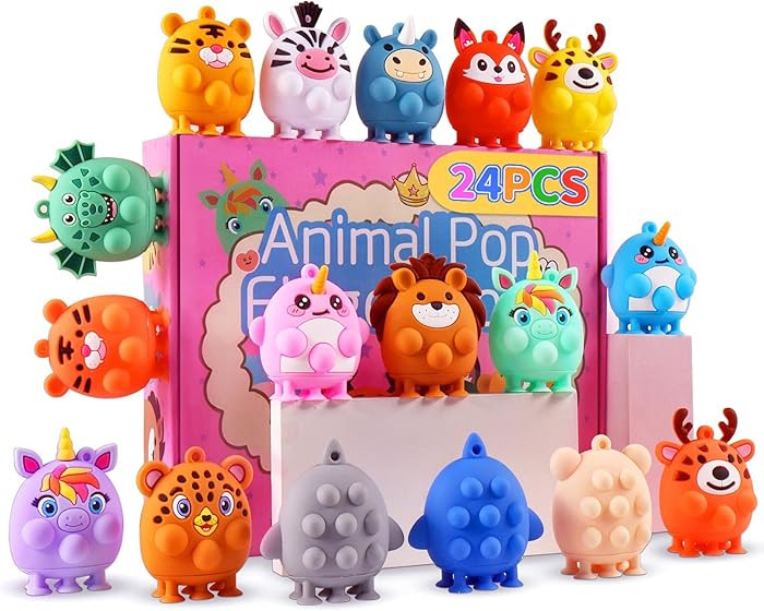 Easter Basket Stuffers, 24 PCS Party Favors for Kids, Silicone Animal Pop Fidget Toys with Suctio... | Amazon (US)