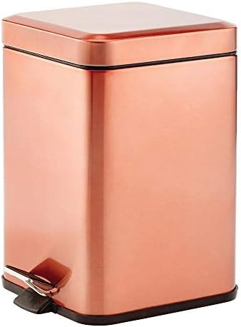 mDesign 1.5 Gallon Square Metal Step Trash Can Wastebasket, Garbage Container Bin for Bathroom, P... | Amazon (US)