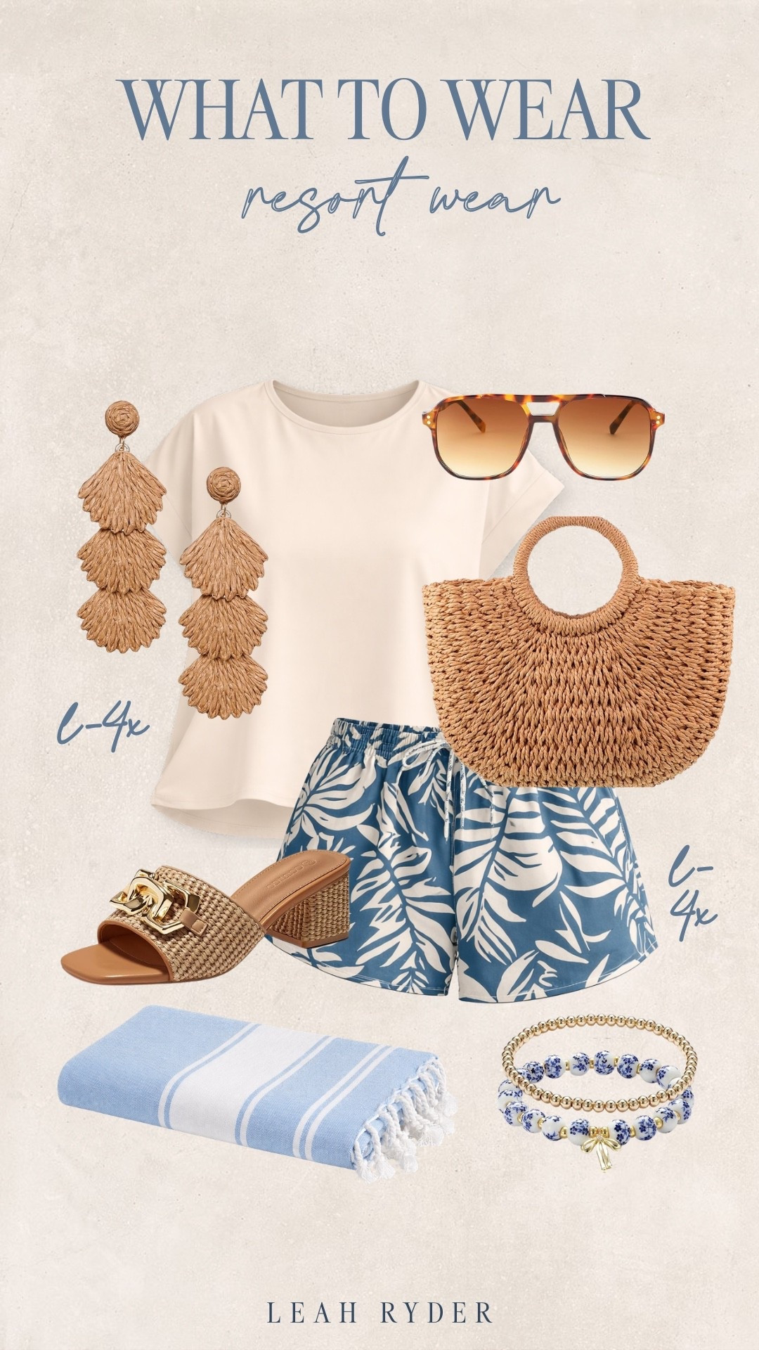 This resort wear outfit features a breezy neutral tee paired with tropical print shorts in inclusive sizes L–4X for an easy vacation-ready look. Add woven heels, statement raffia earrings, and a straw tote for a chic beach-to-dinner outfit. Lightweight fabrics and relaxed silhouettes make this perfect for warm weather getaways, poolside lounging, or coastal dinners. Effortless resort wear like this keeps you comfortable while still feeling put together on vacation.

#LTKTravel #LTKPlusSize