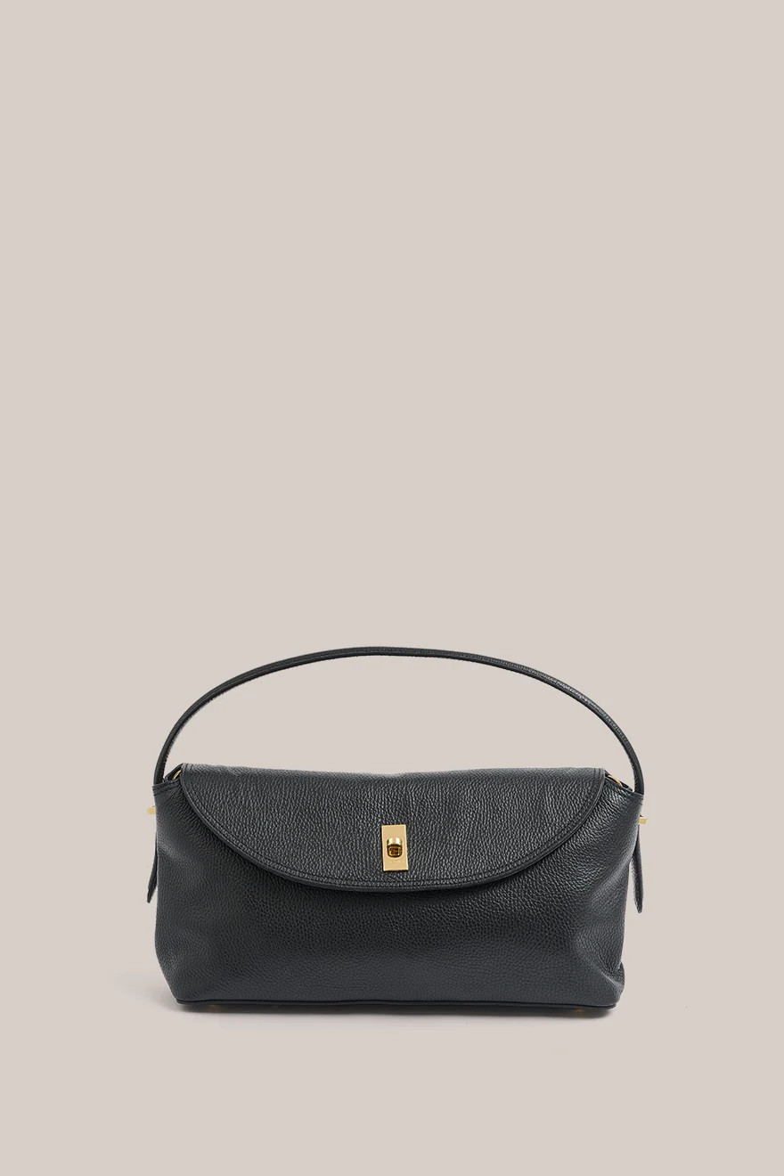 Sloane Large Black Leather Top Handle Crossbody | VESTIRSI