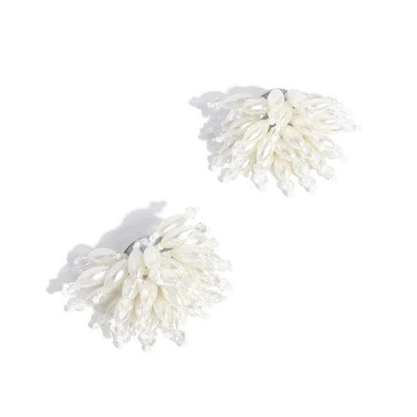 BURST HAND BEADED EARRING - PEARL | Fallon Jewelry