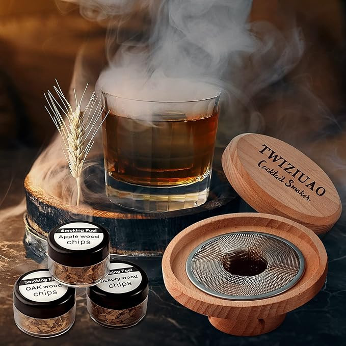 Whiskey Smoker Kit Gifts for Men - 4 Flavors Wood Chips Whiskey Bar Smoker Accessories, Bourbon C... | Amazon (US)