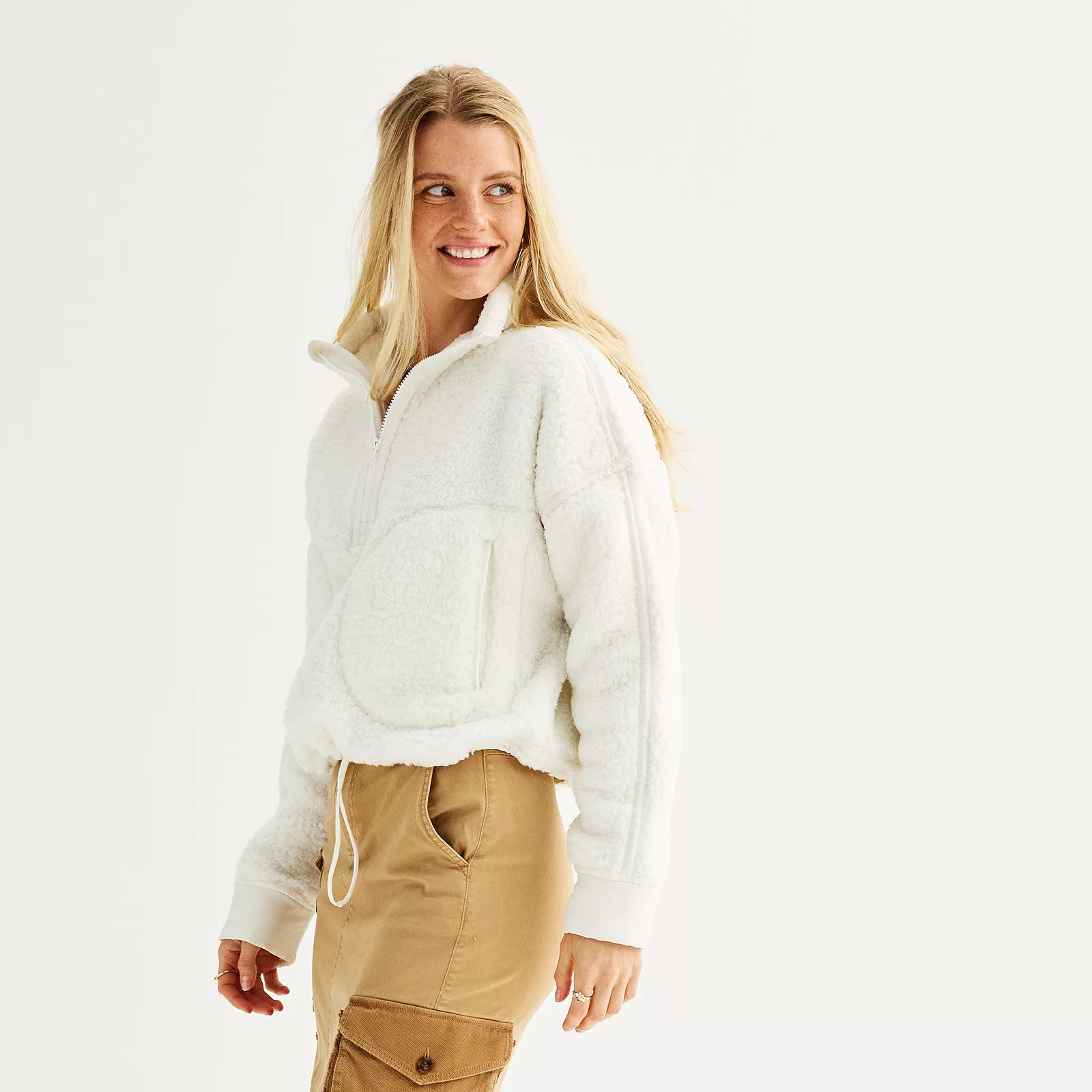 Juniors' SO® Toggle High Pile Quarter-Zip Pullover | Kohl's