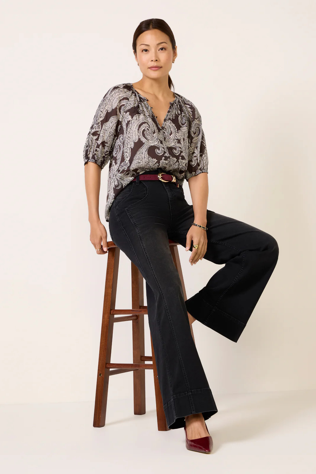 Paisley Blouson Blouse | Evereve