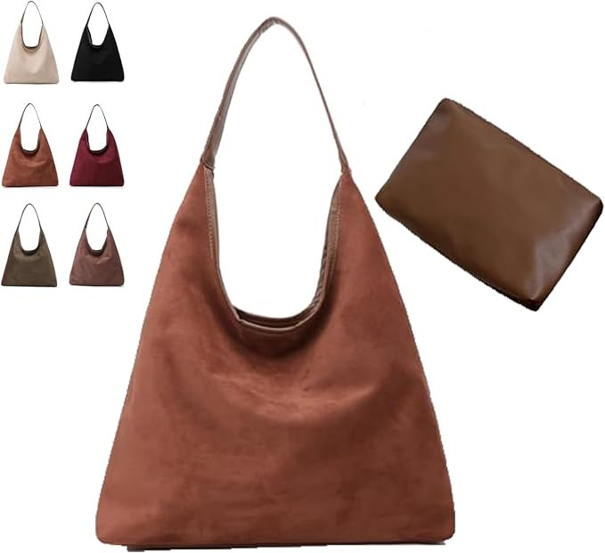 Large Work Tote Bags for Women, 2025 Boho Slouchy Suede Purses Handbags | Amazon (US)