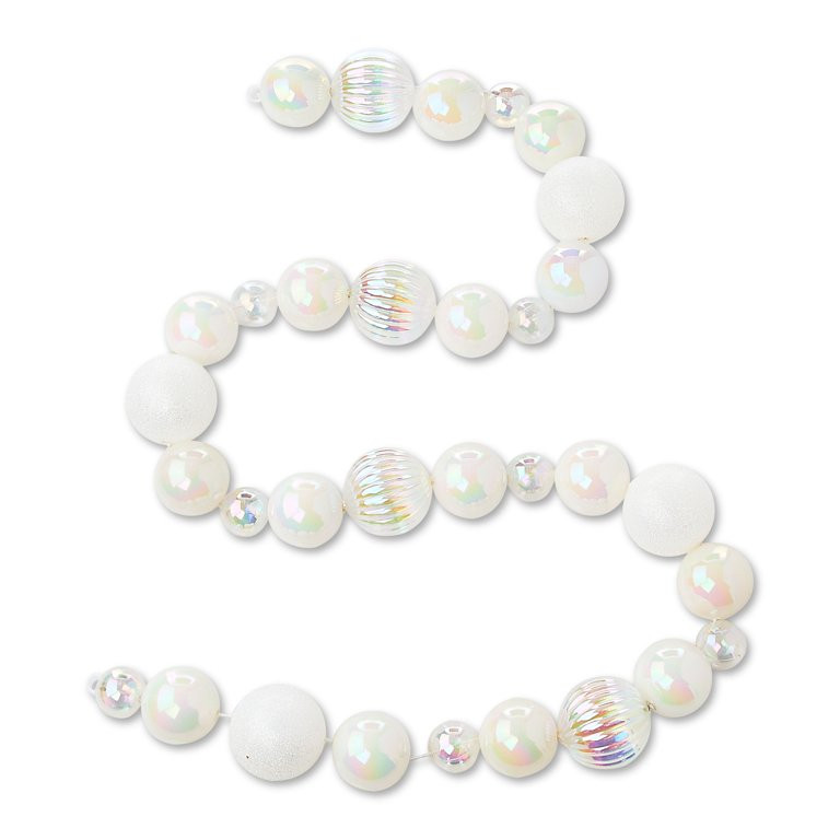 Shatterproof Ball Christmas Garland, Iridescent White, 6', by Holiday Time - Walmart.com | Walmart (US)