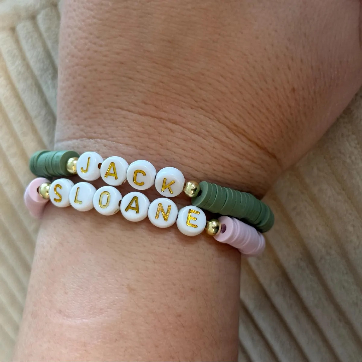 Personalized Heishi Bead Bracelet: Gold Accent, Custom Name Jewelry, Gift for Mom, Mama Jewelry -... | Etsy (US)