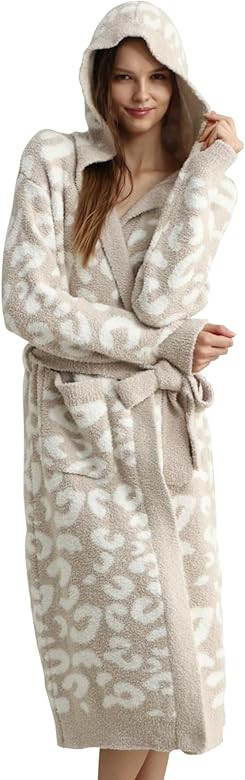 MH MYLUNE HOME Ultra Soft Robe With Pockets, Spa Bathrobe Loungewear Calf-Length, Plush Fuzzy Wra... | Amazon (US)