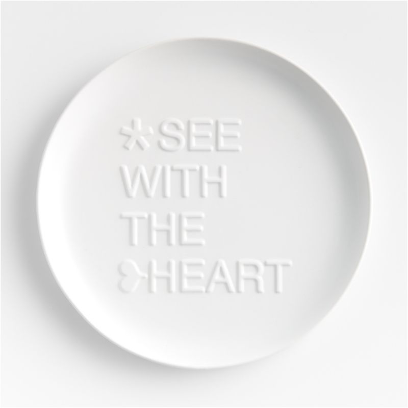 "See with the Heart" White Ceramic Christmas Dinner Plate 10" by Lucia Eames + Reviews | Crate & ... | Crate & Barrel